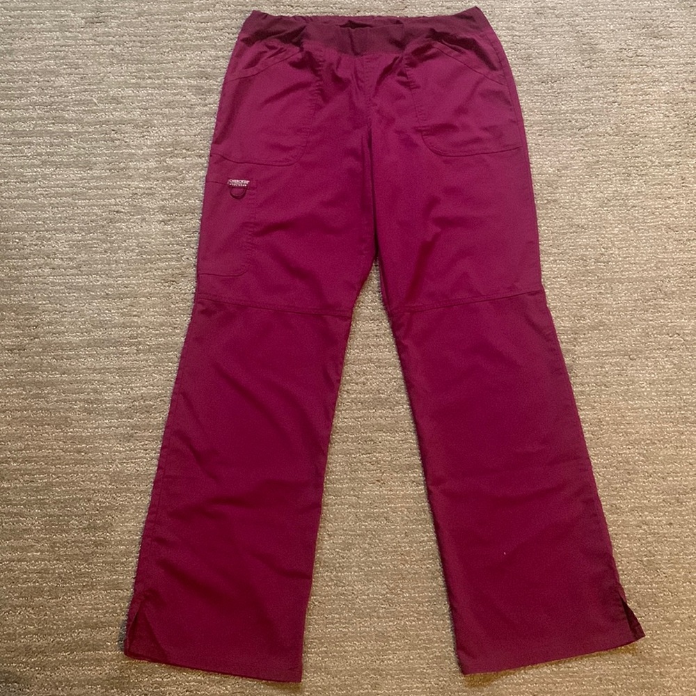 Cherokee Scrub Pants in Burgundy, Size Large Long